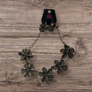 Paparazzi Bronze Flower Necklace and Earrings Statement Set